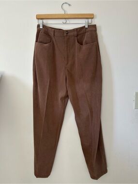 VTG Talbots High Waisted Faux Suede Tapered Pants Brown Size 12 30x25 90s Style
